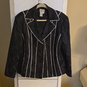 Black Tailored Pinstripe Suit Jacket